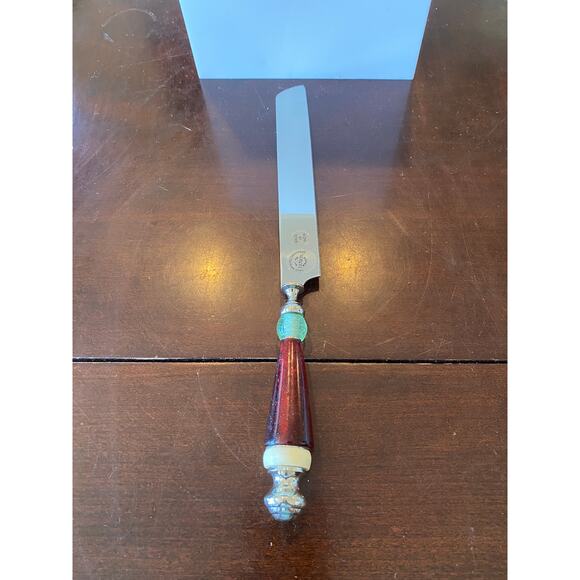 Lenox Holiday Gatherings Glass Beaded Handle Cake Knife Retired 12 Inches NEW - Picture 3 of 6